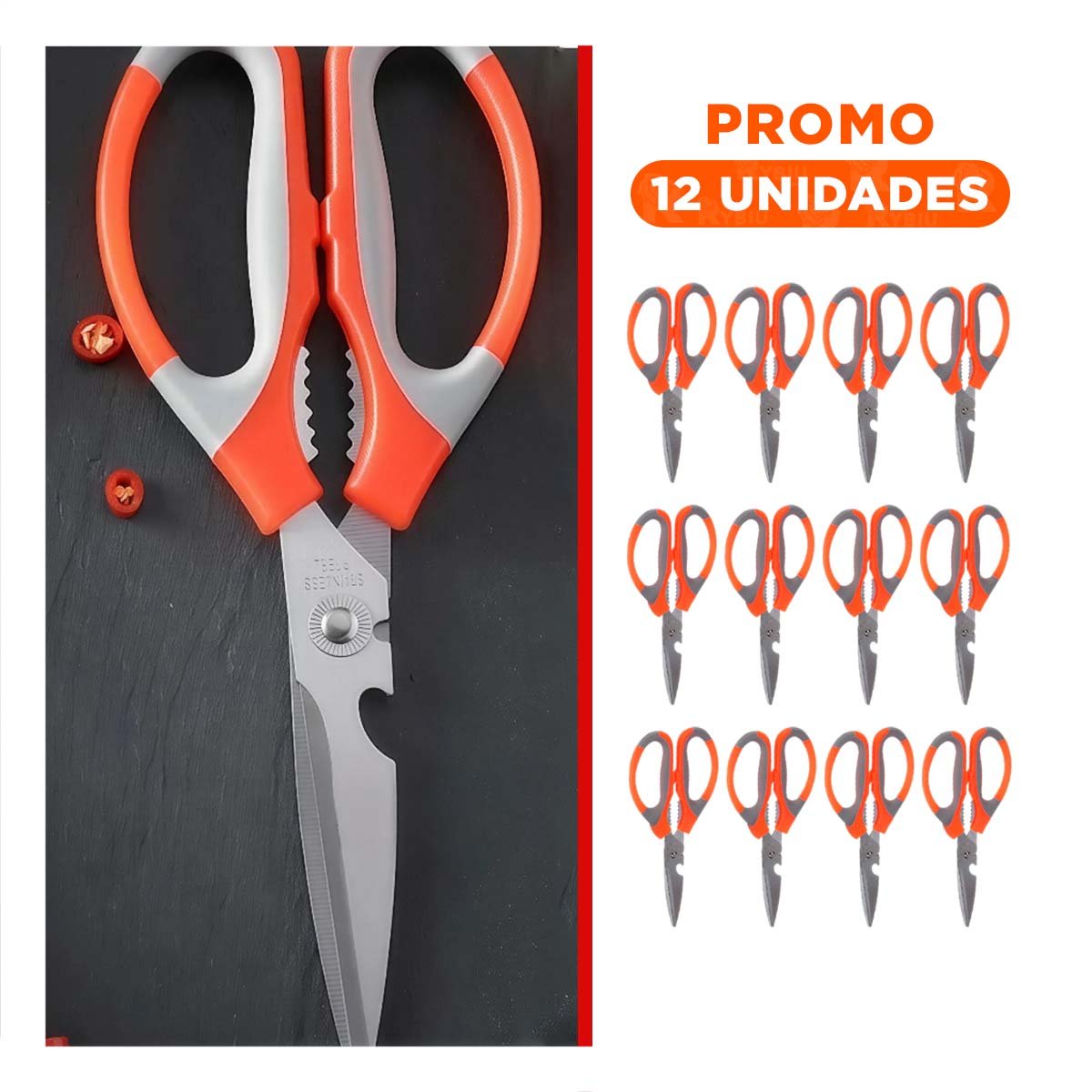 PACK2 ALICATES DE COCINA 3 EN 1 NARANJA ABRIDOR CORTADOR Y DESTAPADOR COMODO Y+REGALO STICKER - 1