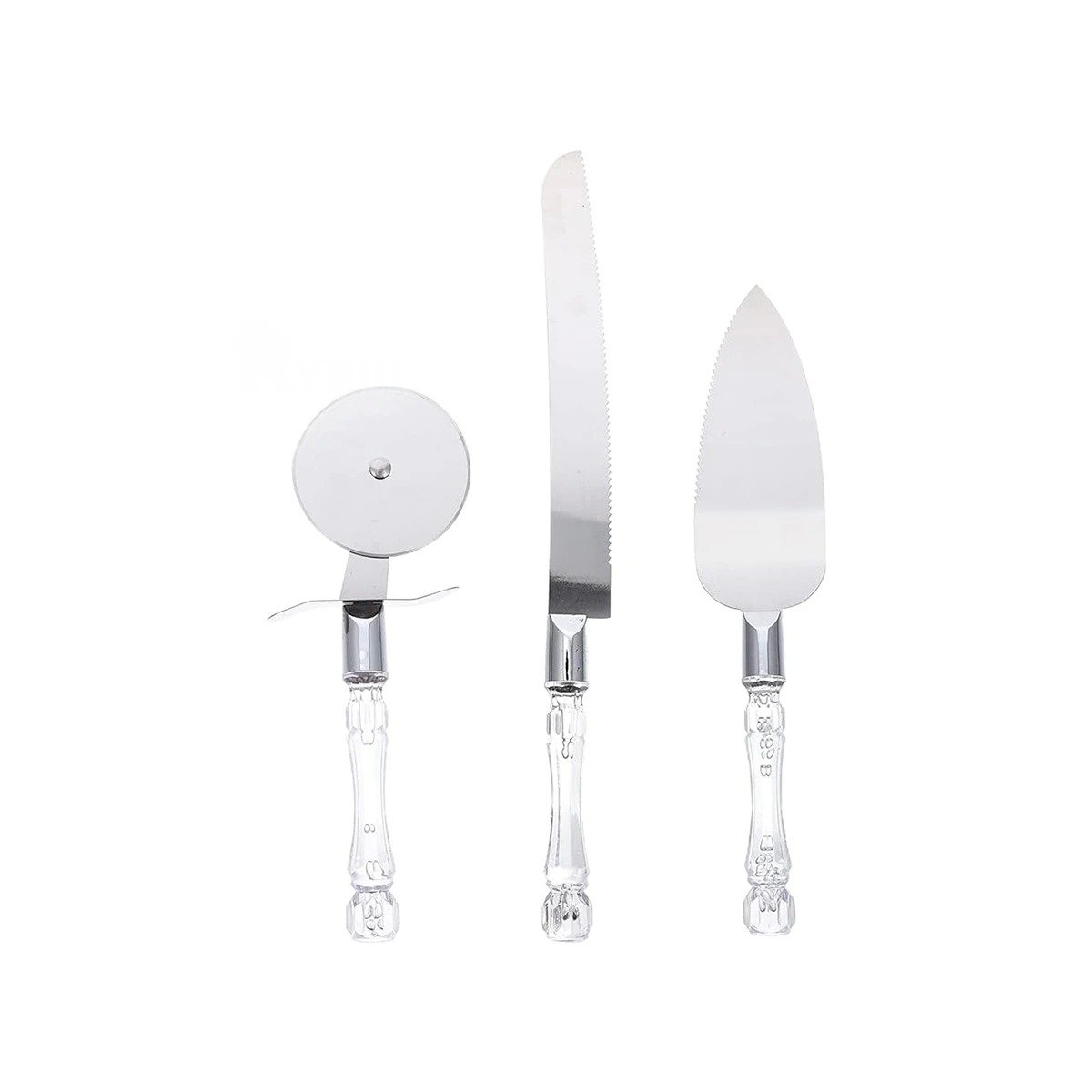 PACK12 UTENSILIOS 3 PIEZAS CUCHILLO ESPATULA CORTADOR MANGO ACRILICO Y+REGALO STICKER - 2