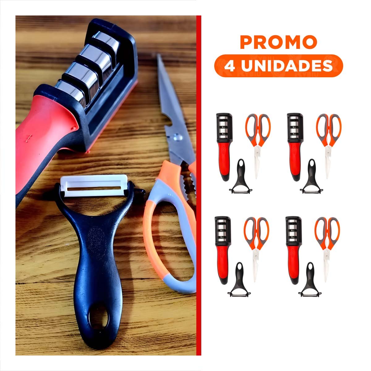 PACK6 ACCESORIOS 3 PIEZAS TIJERA AFILADOR PELADOR MANGO CORTES COMODOS Y+REGALO STICKER - 1