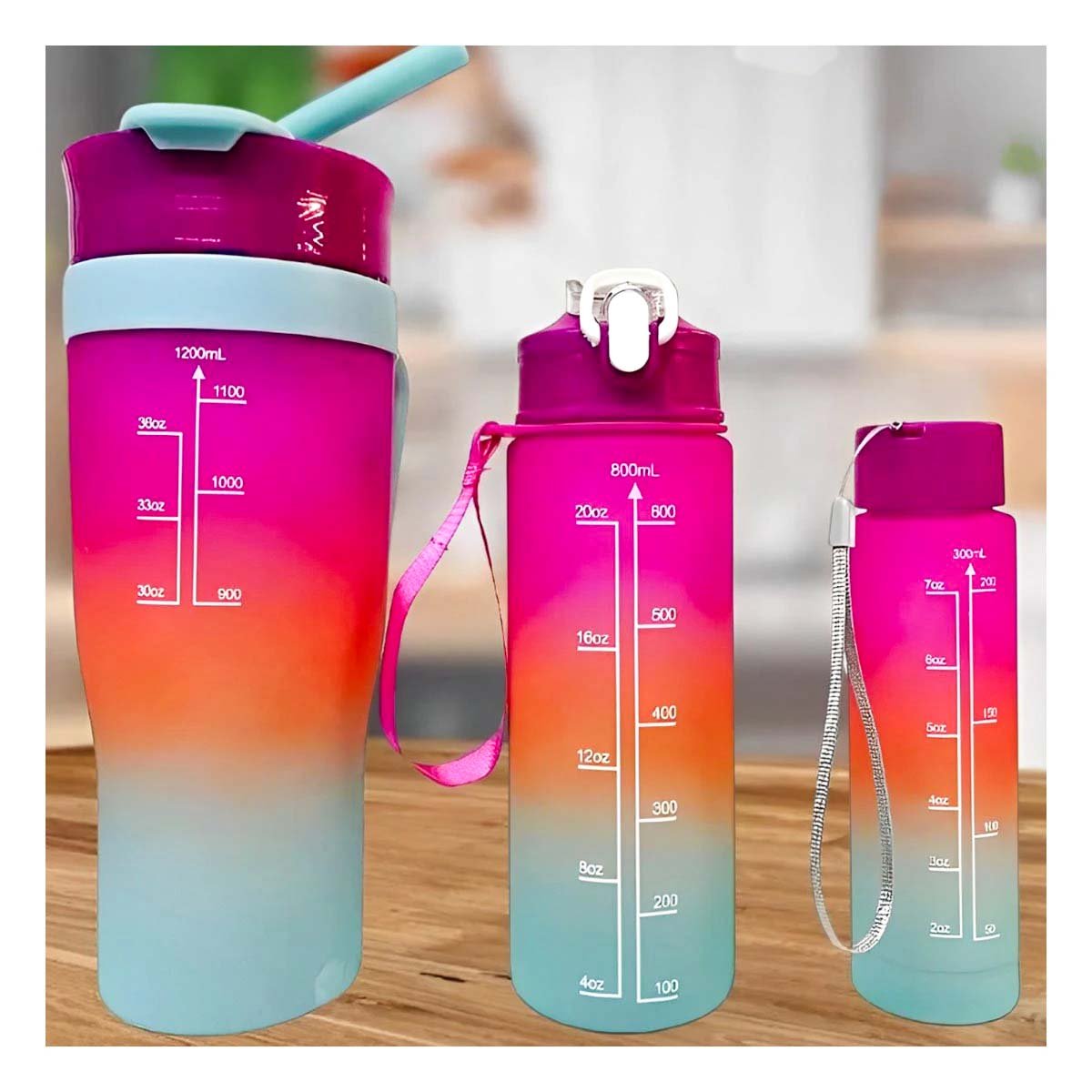 PACK4 SET TRIO TRICOLOR 1200ML 800ML 300ML SEGURO Y FACIL DE TRANSPORTAR Y+PAPEL REGALO - 5