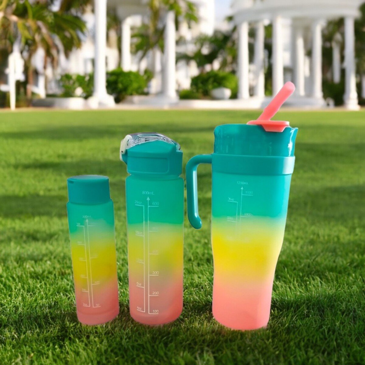 PACK12 UTENSILIO TRIO TRICOLOR VERDE AMARILLO ROSADO 1200ML 800ML 300ML COMODO Y+PAPEL REGALO - 2