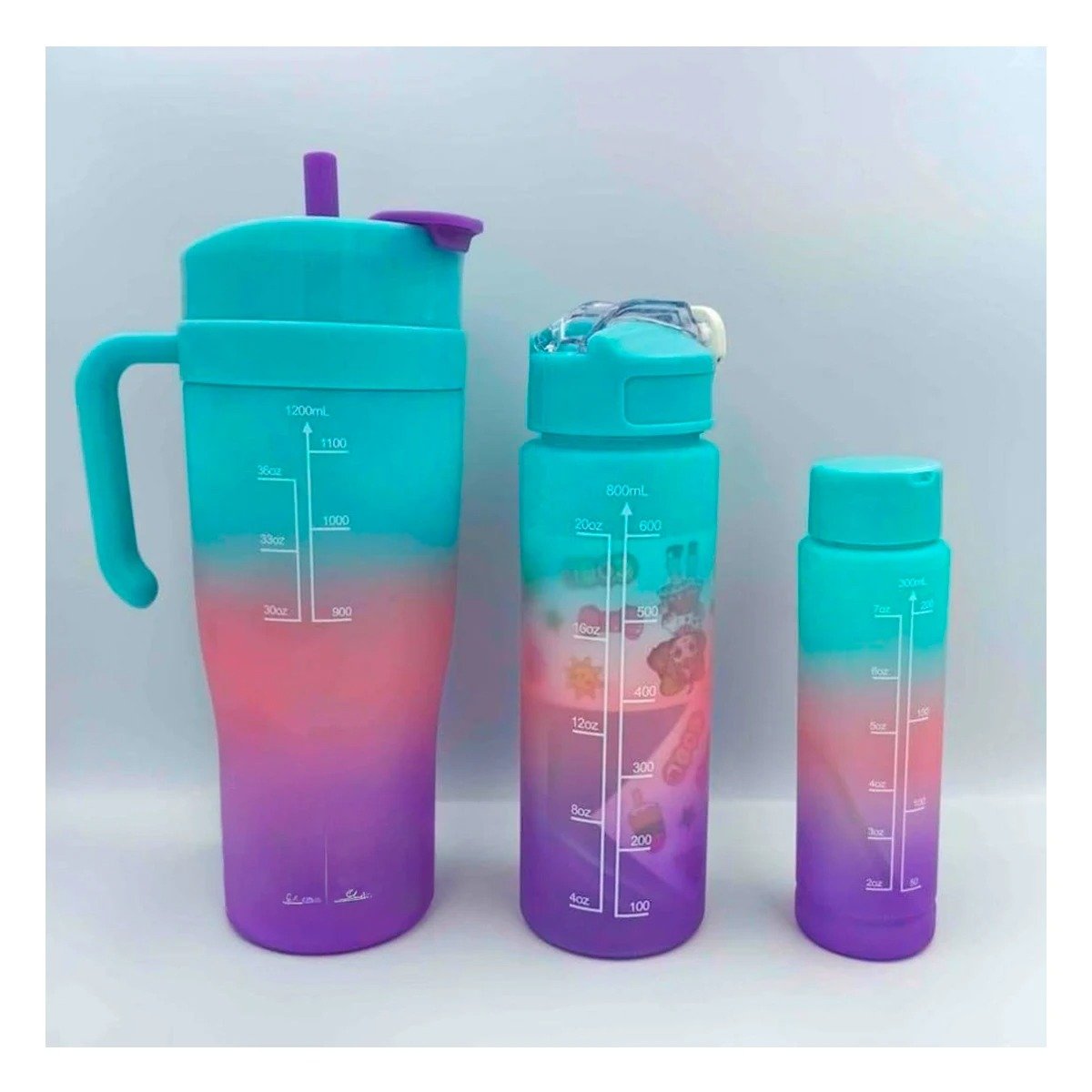 PACK2 SET TRIO TRICOLOR CELESTE ROSADO MORADO FACIL LIMPIAR Y RAPIDO COCINA Y+REGALO STICKER - 3