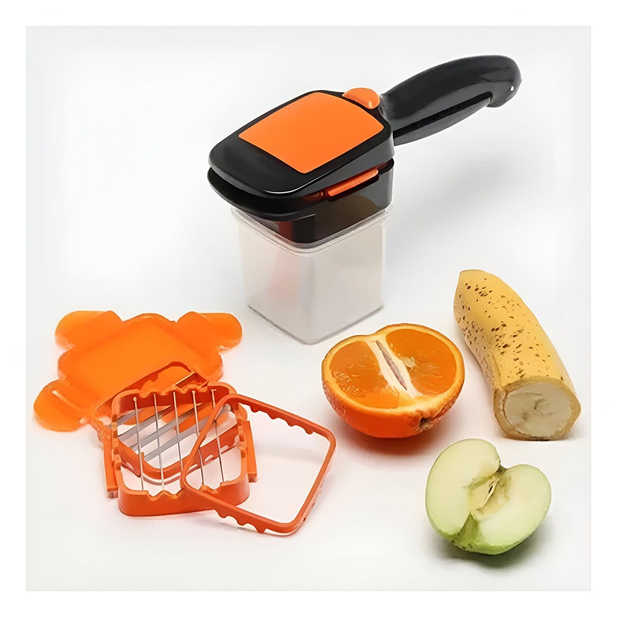 PICADOR MULTIFUNCIONAL DE FRUTAS Y VERDURAS NEGRO Y NARANJA PARA CORTES UNIFORMES Y+POST IT - 1