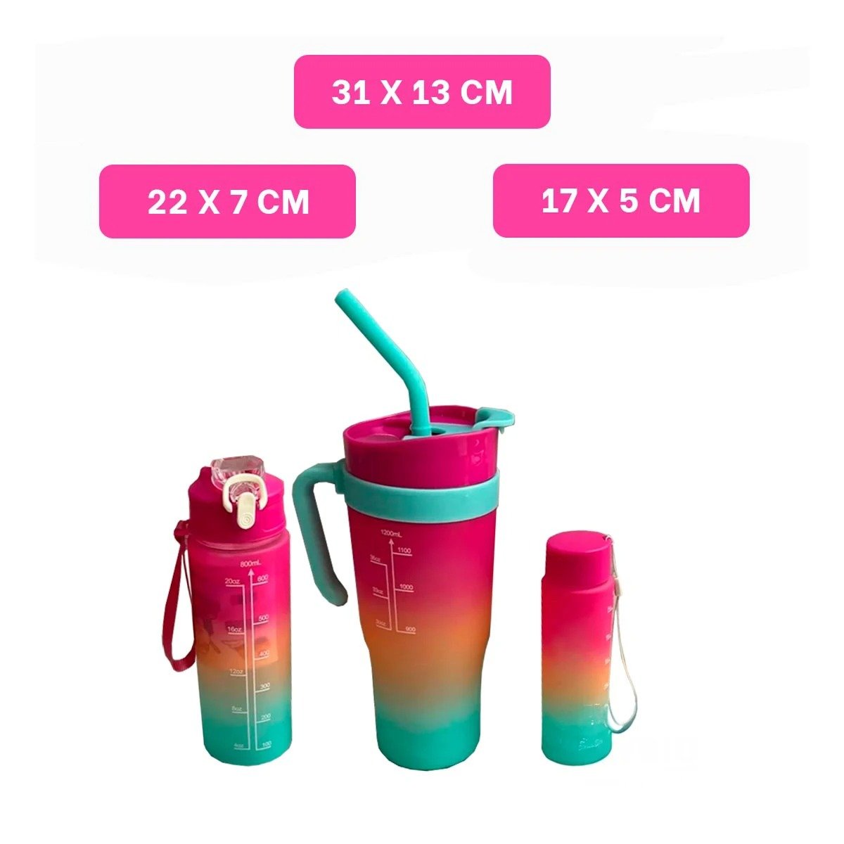 PACK2 SET TRIO TRICOLOR 1200ML 800ML 300ML FACIL DE LIMPIAR Y RAPIDO Y+REGALO STICKER - 4