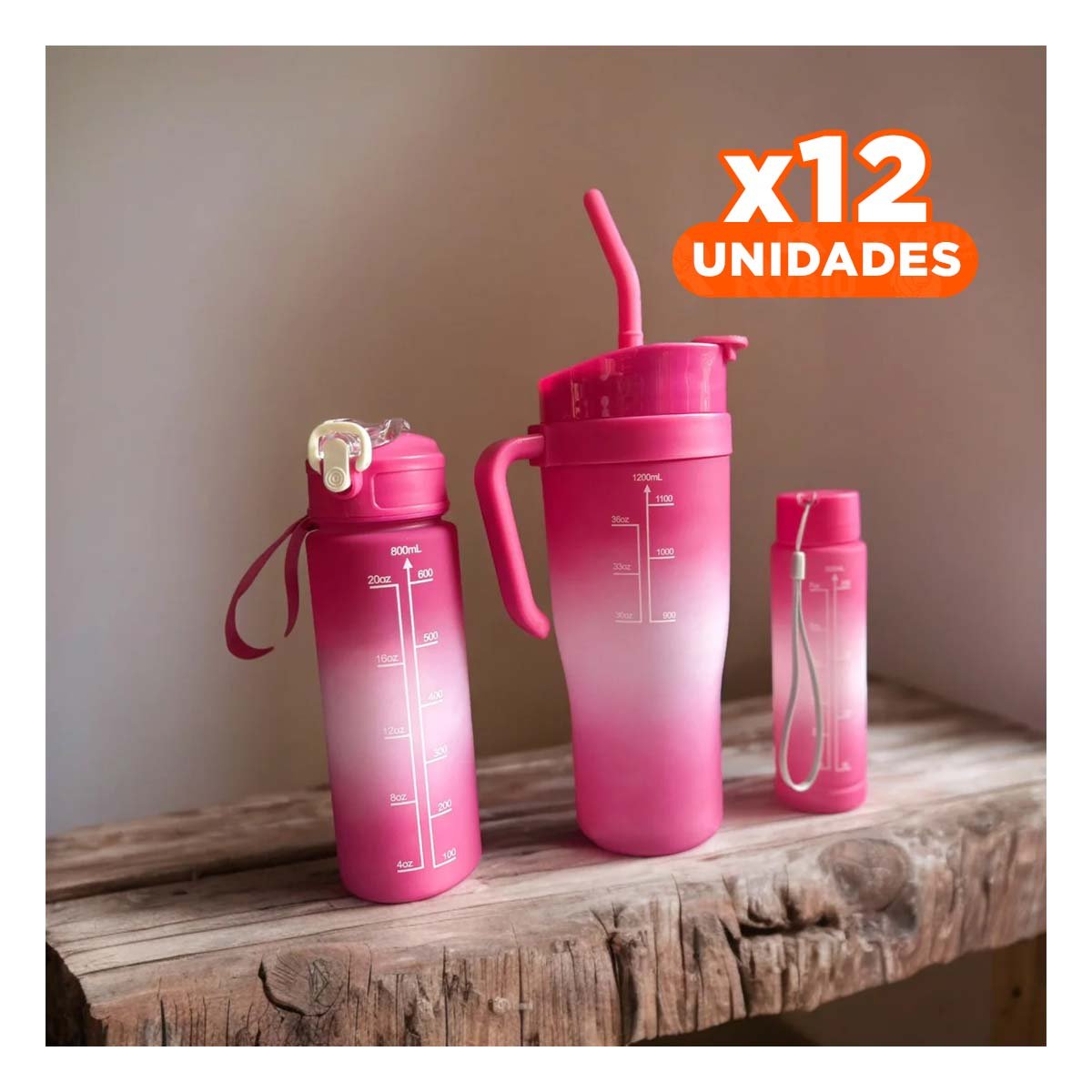 PACK12 UTENSILIO TRIO TRICOLOR FUCSIA Y BLANCO CAPACIDAD TRIO PRACTICO Y+REGALO STICKER - 1