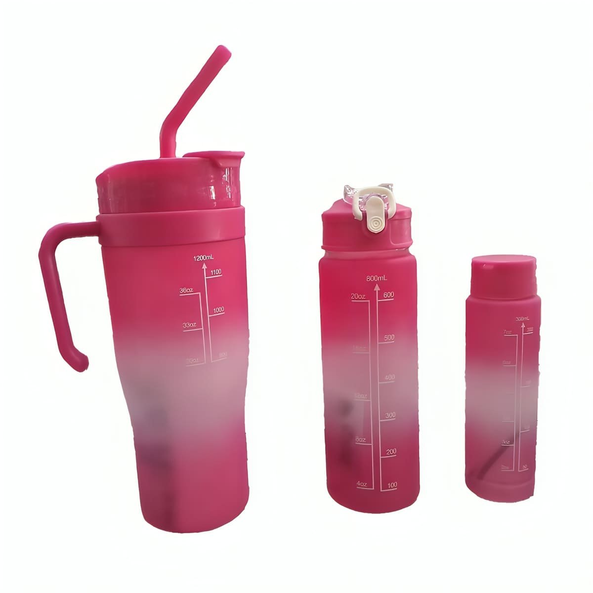 PACK12 UTENSILIO TRIO TRICOLOR FUCSIA Y BLANCO CAPACIDAD TRIO PRACTICO Y+REGALO STICKER - 2
