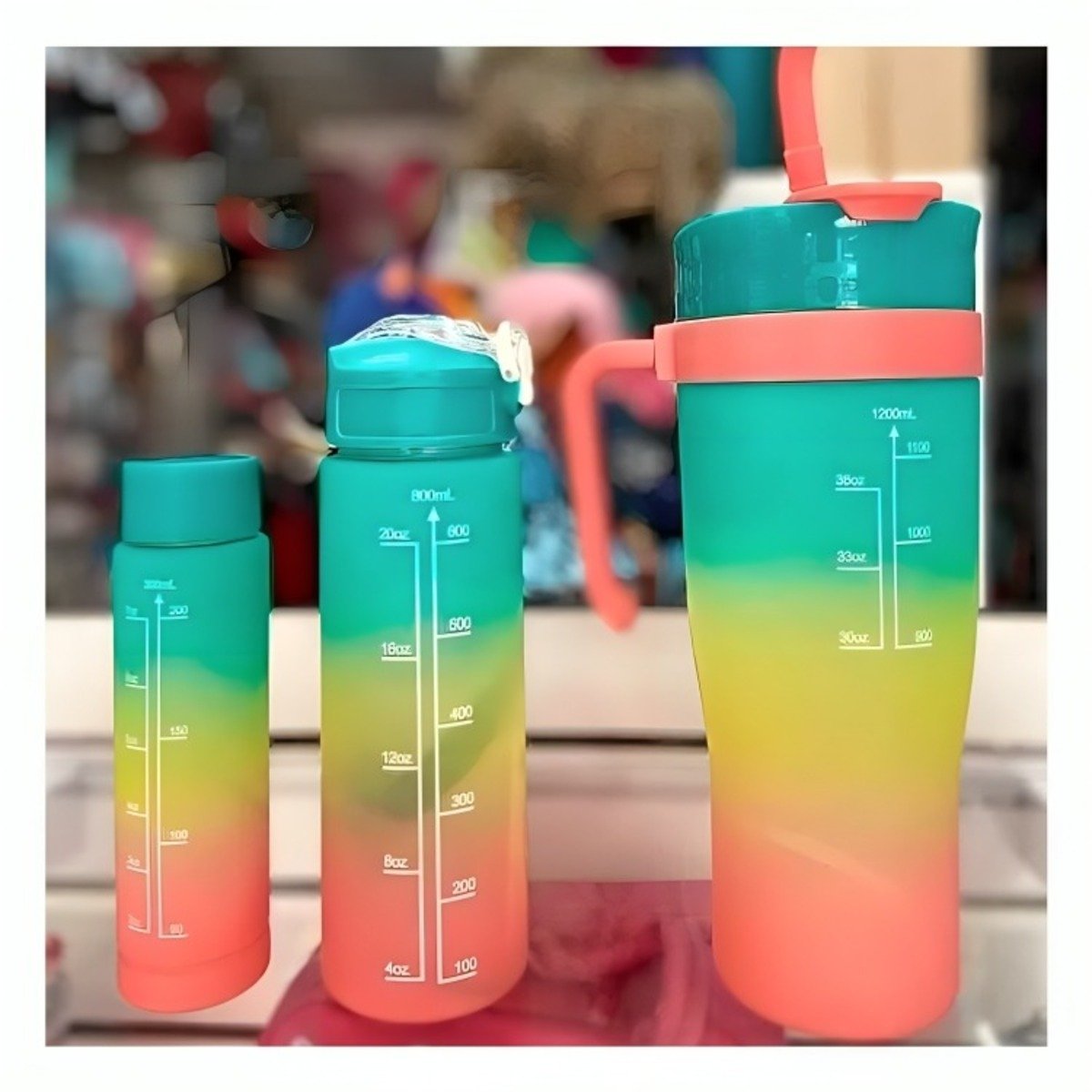PACK2 SET TRIO TRICOLOR VERDE AMARILLO ROSADO 1200ML 800ML 300ML FACIL LIMPIAR Y+REGALO STICKER - 3