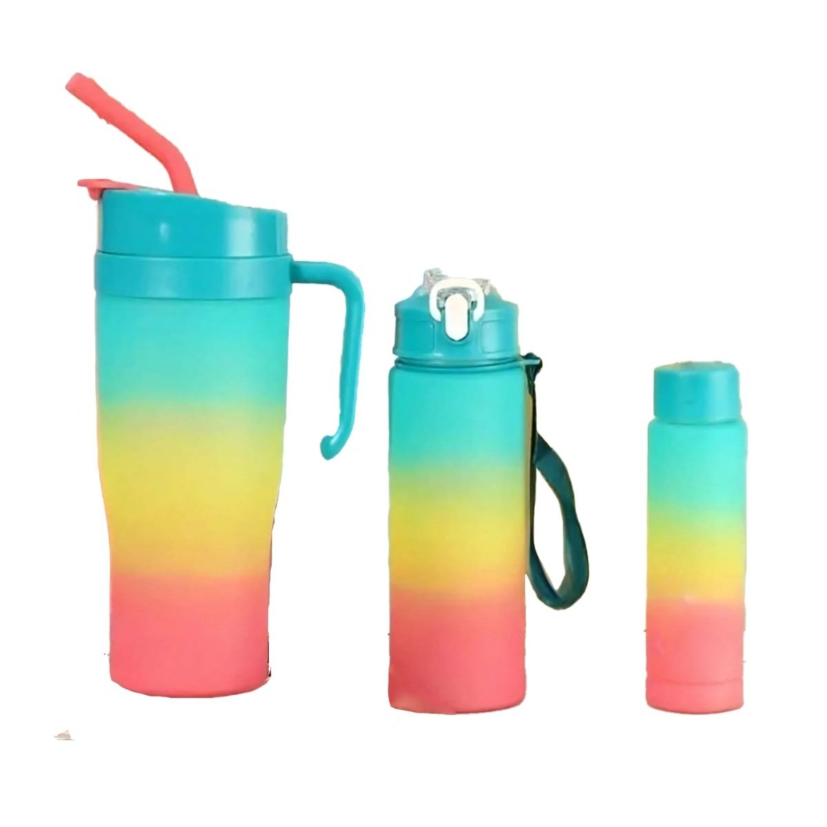 PACK4 SET TRIO TRICOLOR VERDE AMARILLO ROSADO 1200ML 800ML 300ML SEGURO Y+PAPEL REGALO - 3