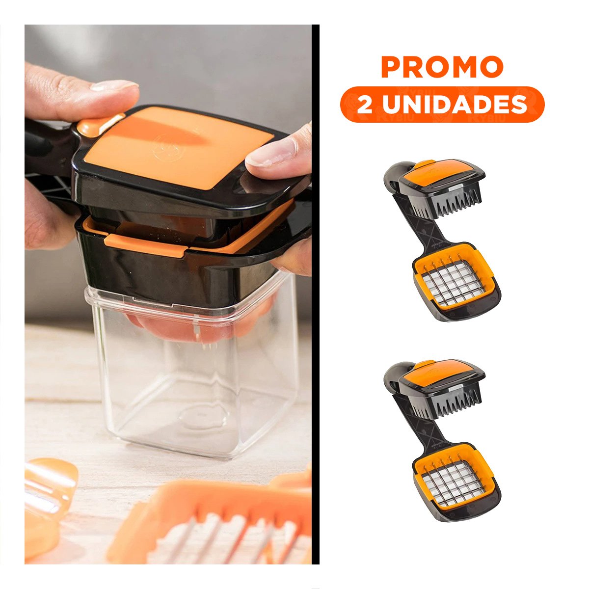PACK2 APARATO PICADOR DE FRUTAS Y VERDURAS NEGRO Y NARANJA ANTIDESLIZANTE Y+REGALO STICKER - 1