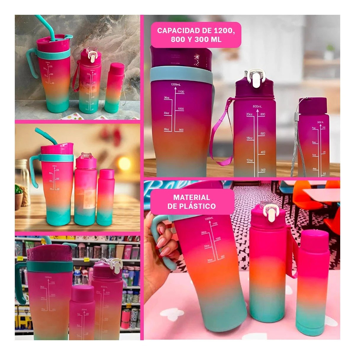 PACK4 EQUIPO TRIO TRICOLOR 1200ML 800ML 300ML FACIL DE USAR Y PRACTICO Y+REGALO STICKER - 2