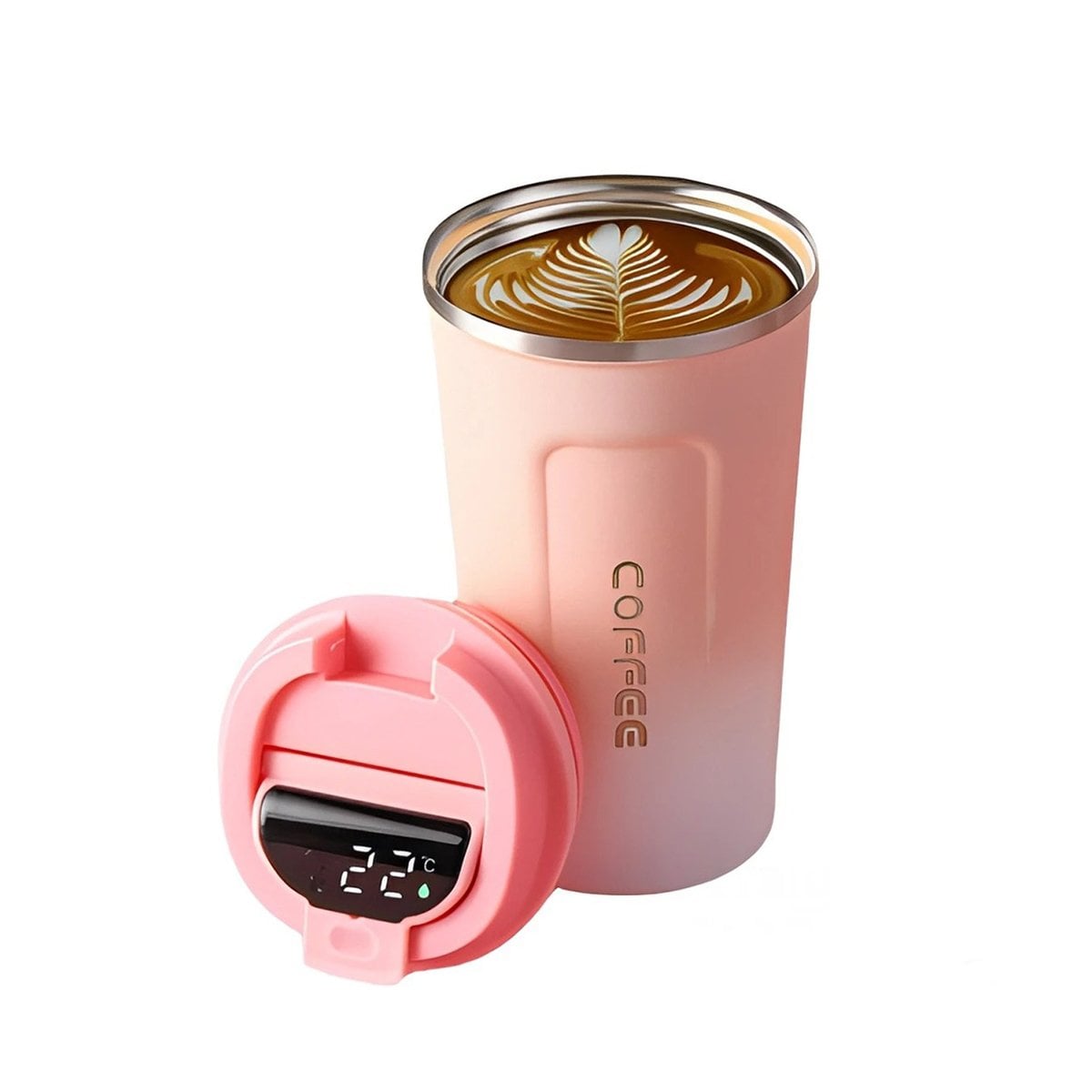 VASO DIGITAL 510ML ROSADO CON BLANCO PERFECTO PARA USO DIARIO Y VIAJES Y+LIGAS REGALO - 5
