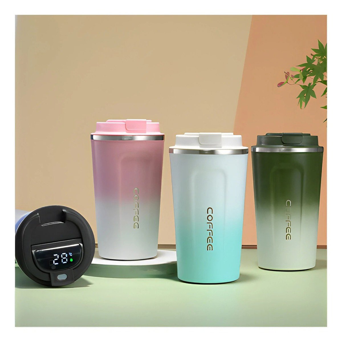 PACK2 RECIPIENTE DIGITAL 510ML ROSADO CON BLANCO MANTIENE BEBIDAS - 5