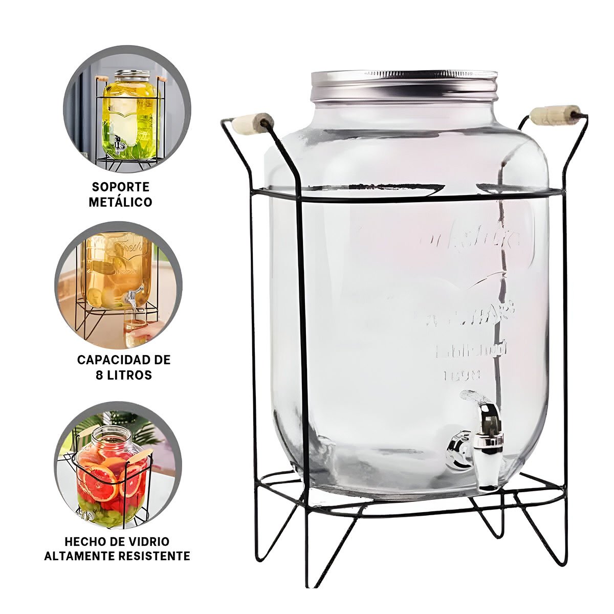 BOTELLA PARA LÍQUIDO 8L CON BASE METÁLICA NEGRA IDEAL PARA FIESTAS EN CASA Y+POST IT - 5