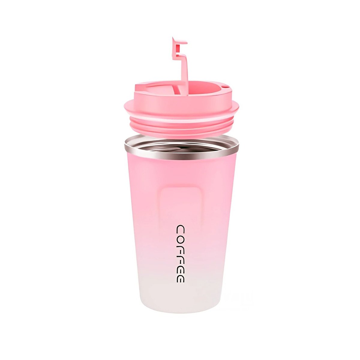PACK4 RECIPIENTE DIGITAL 510ML ROSADO CON BLANCO MANTIENE CAFÉ Y+PAPEL REGALO - 3