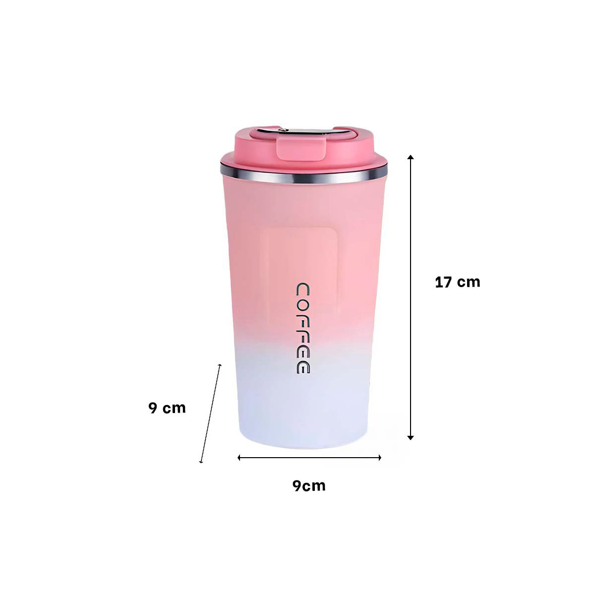 PACK4 RECIPIENTE DIGITAL 510ML ROSADO CON BLANCO MANTIENE CAFÉ Y+PAPEL REGALO - 4