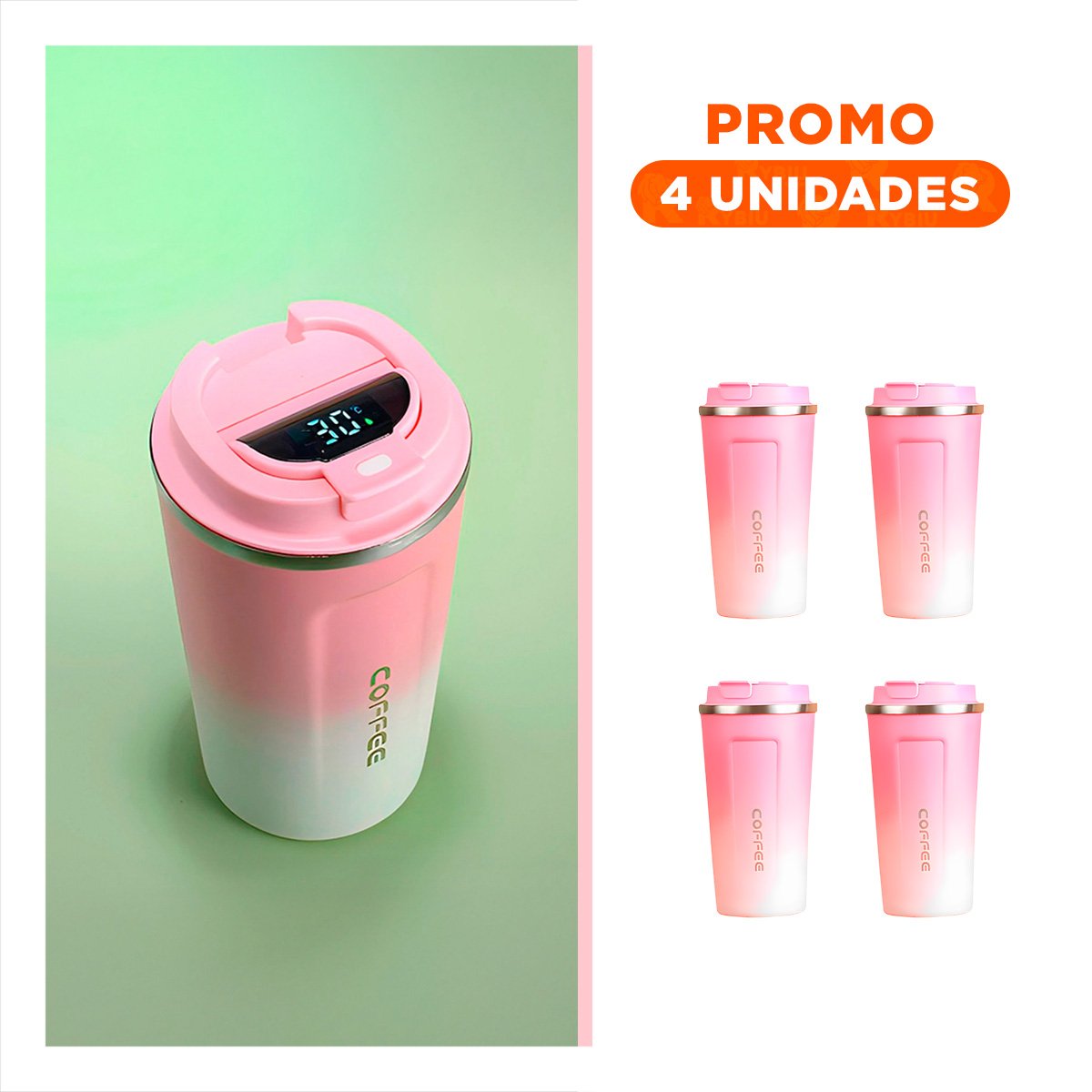 PACK4 RECIPIENTE DIGITAL 510ML ROSADO CON BLANCO PERFECTO PARA USO DIARIO - 1
