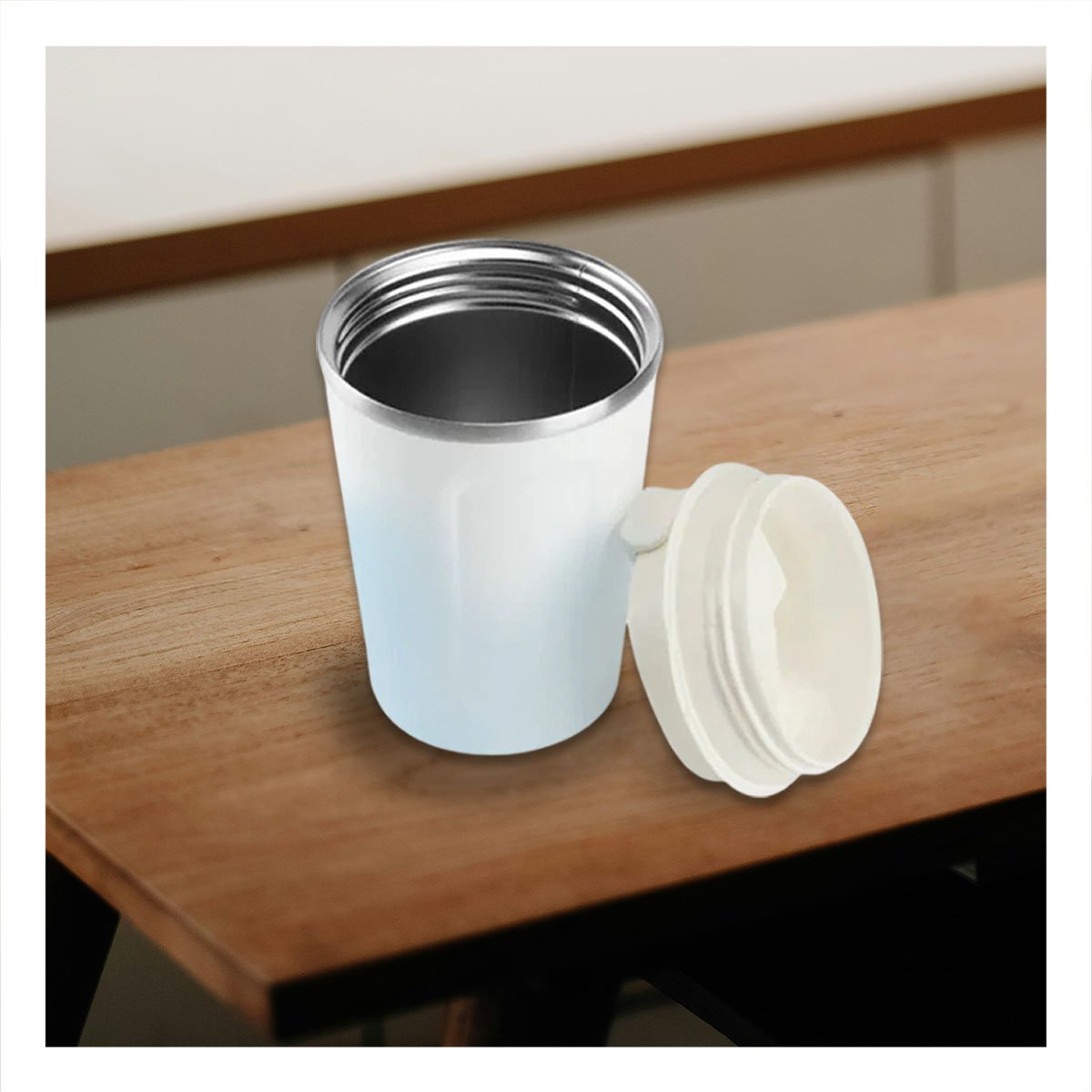 PACK2 RECIPIENTE DIGITAL 510ML ROSADO CON BLANCO IDEAL PARA CAFÉ DIARIO Y+PAPEL REGALO - 5