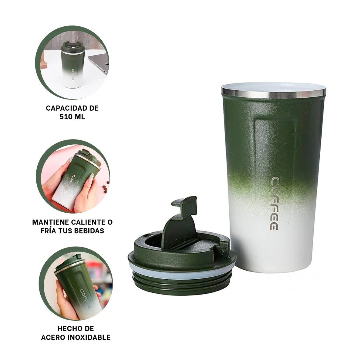 TARRO DIGITAL 510ML VERDE CON BLANCO DISEÑO MODERNO IDEAL PARA CAFÉ DIARIO Y+POST IT - 5