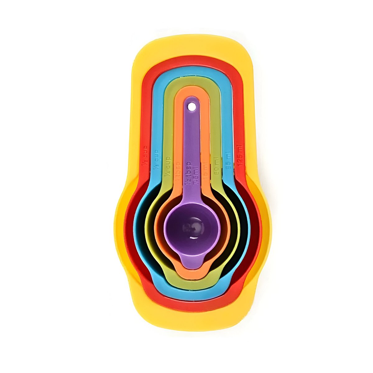 SET DE 6 TAZAS Y CUCHARAS MEDIDORAS MULTICOLOR PRACTICO Y SEGURO COCINA Y+PAPEL REGALO - 5