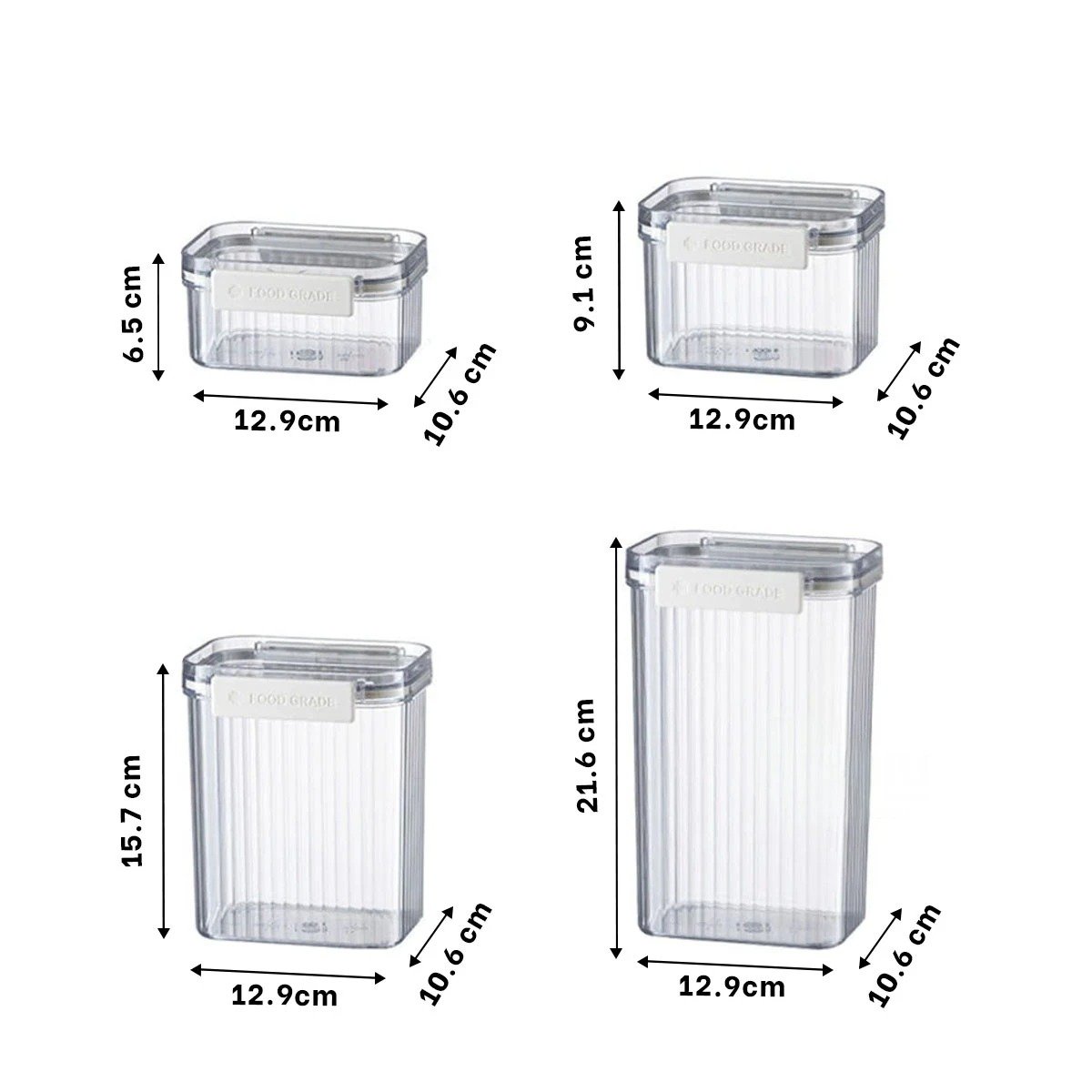 PACK6 KIT ALIMENTOS ACRILICO SET 5 TRANSPARENTE CON DISENO SEGURO COMPACTO Y+REGALO STICKER - 4