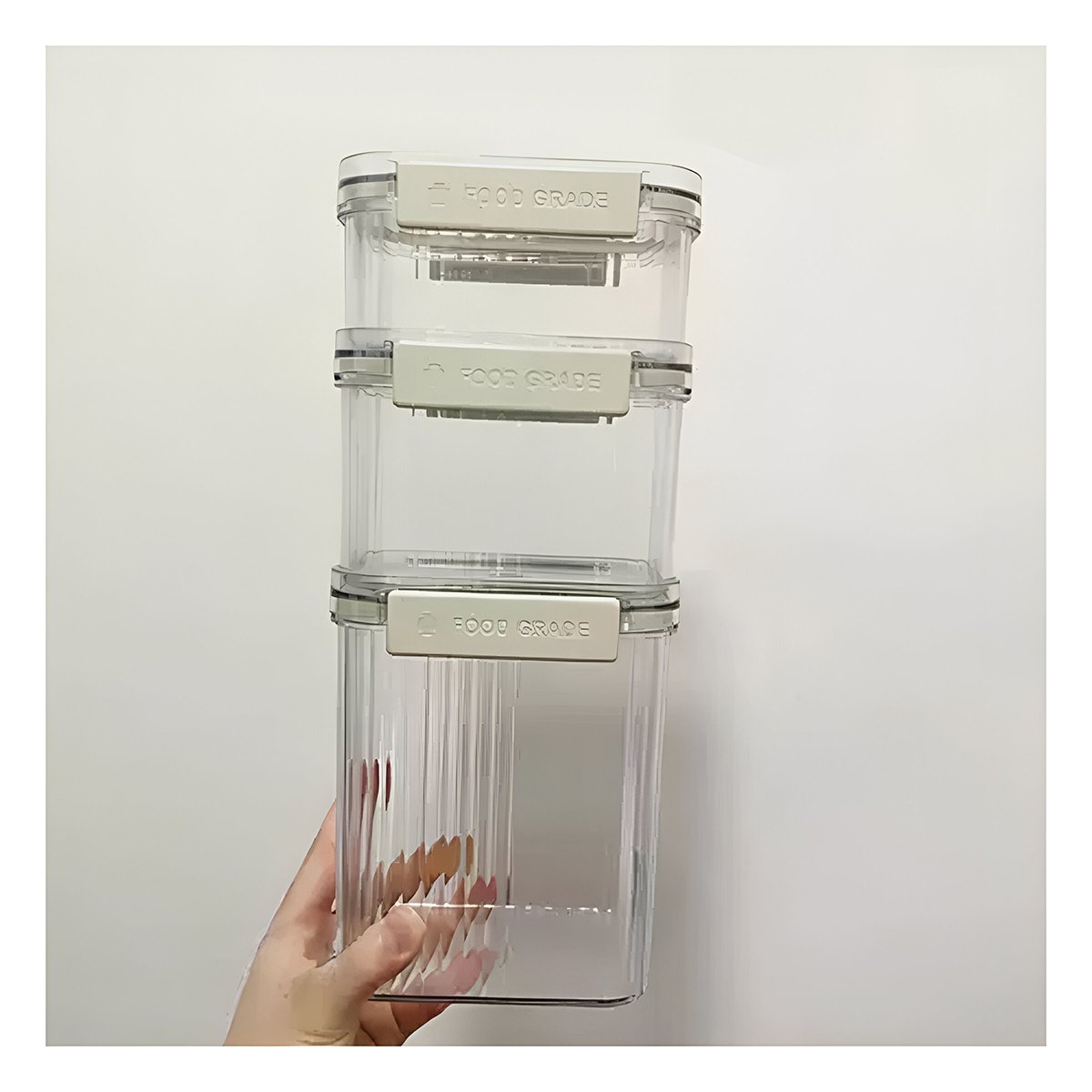 PACK6 KIT ALIMENTOS ACRILICO SET 5 TRANSPARENTE CON DISENO SEGURO COMPACTO Y+REGALO STICKER - 5