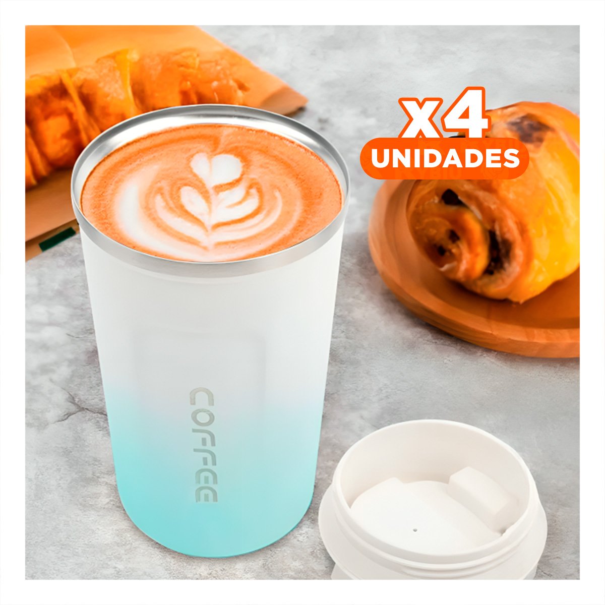 PACK4 SURTIDOR DIGITAL 510ML ROSADO CON BLANCO IDEAL PARA CAFÉ DIARIO Y+REGALO STICKER - 1