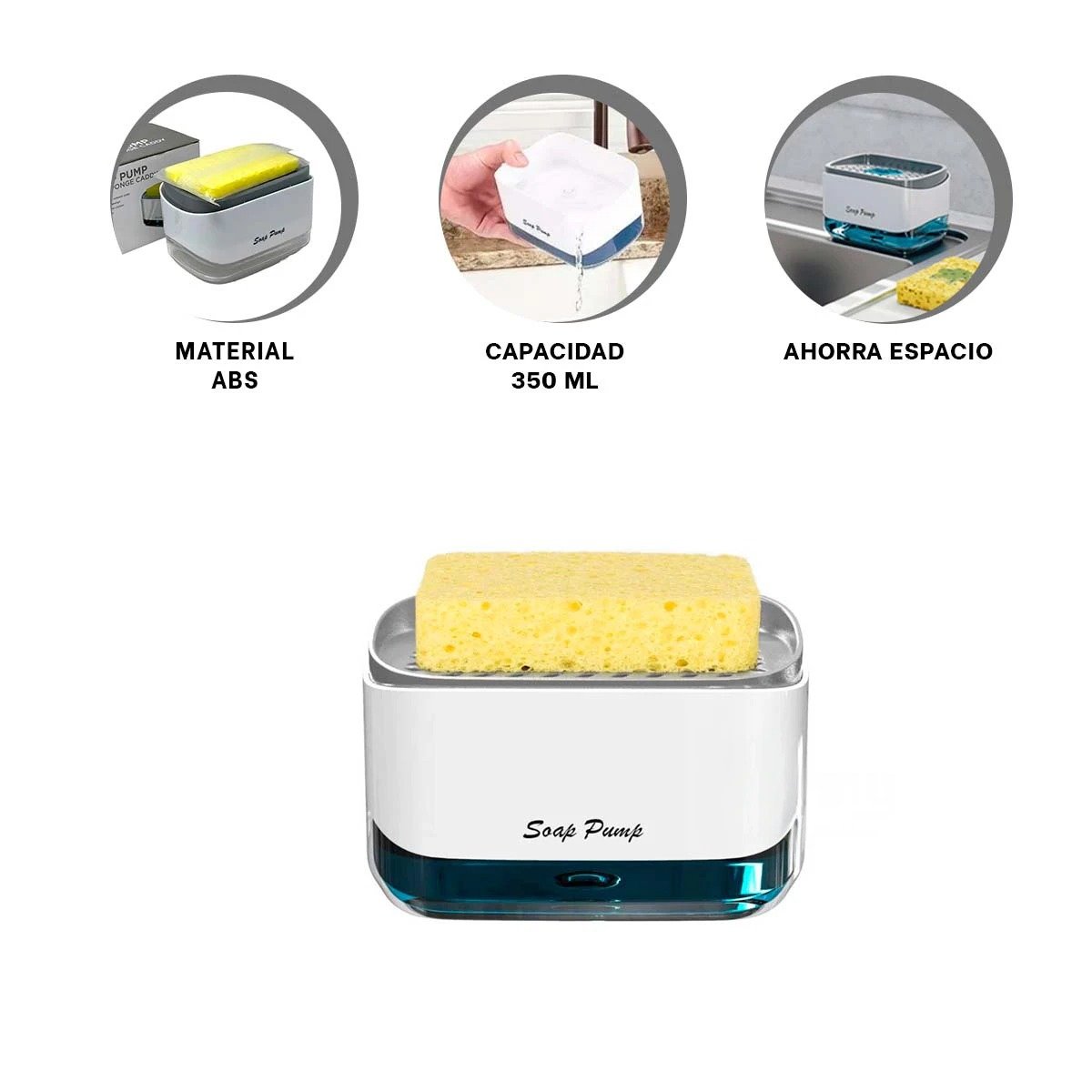 DISPENSADOR JABÓN LIQUIDO LAVAVAJILLA BLANCO COMPACTO Y FACIL USO Y+POST IT - 5