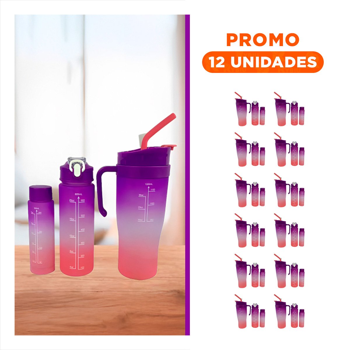 PACK12 EQUIPO TRIO TRICOLOR MORADO BLANCO ROSADO SEGURO Y PRACTICO HOGAR DIARIO - 1