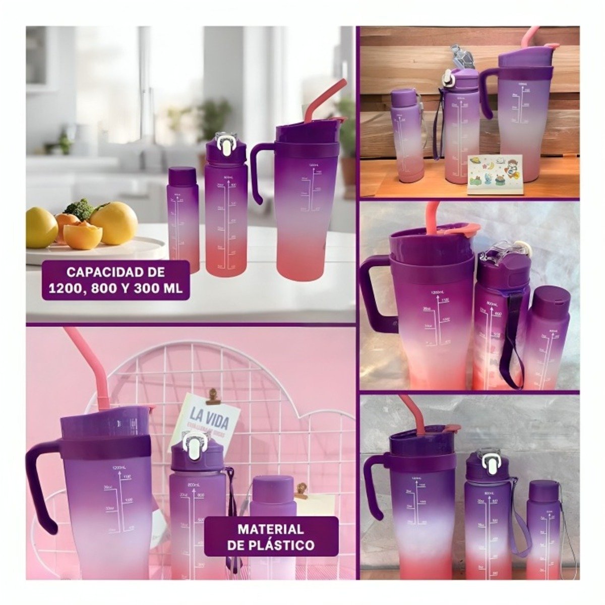 PACK12 EQUIPO TRIO TRICOLOR MORADO BLANCO ROSADO SEGURO Y PRACTICO HOGAR DIARIO - 2