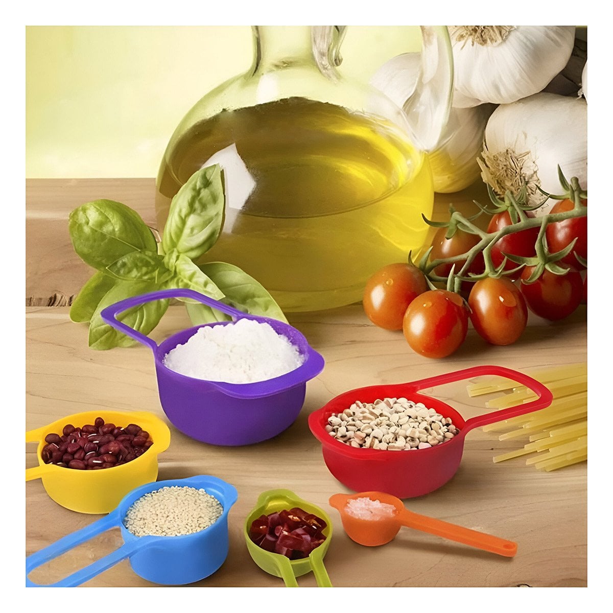 PACK4 UTENSILIO DE 6 TAZAS Y CUCHARAS MEDIDORAS MULTICOLOR FACIL DE USAR Y+REGALO STICKER - 5