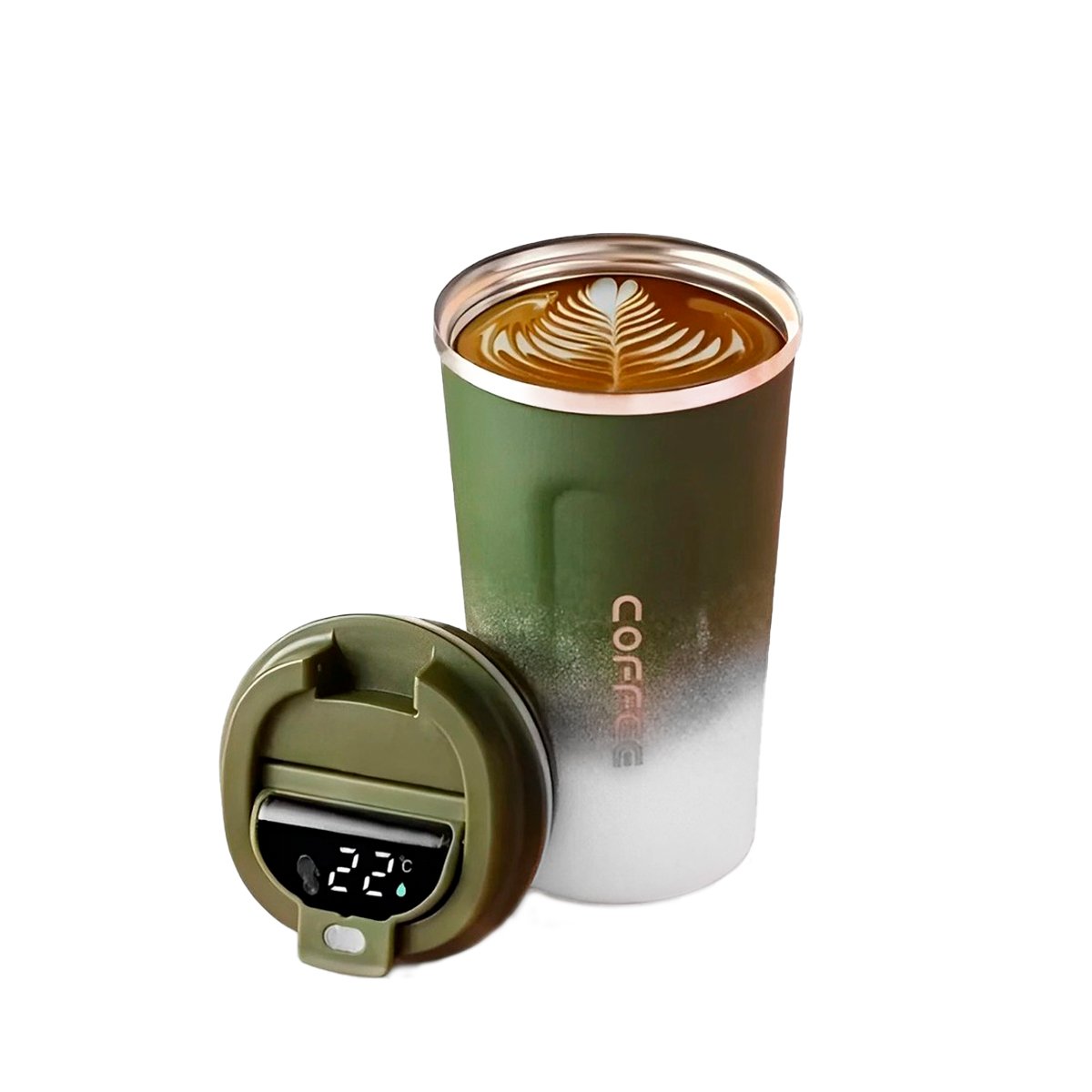 PACK2 CÁLIZ DIGITAL 510ML VERDE CON BLANCO PERFECTO PARA USO DIARIO Y VIAJES Y+REGALO STICKER - 2