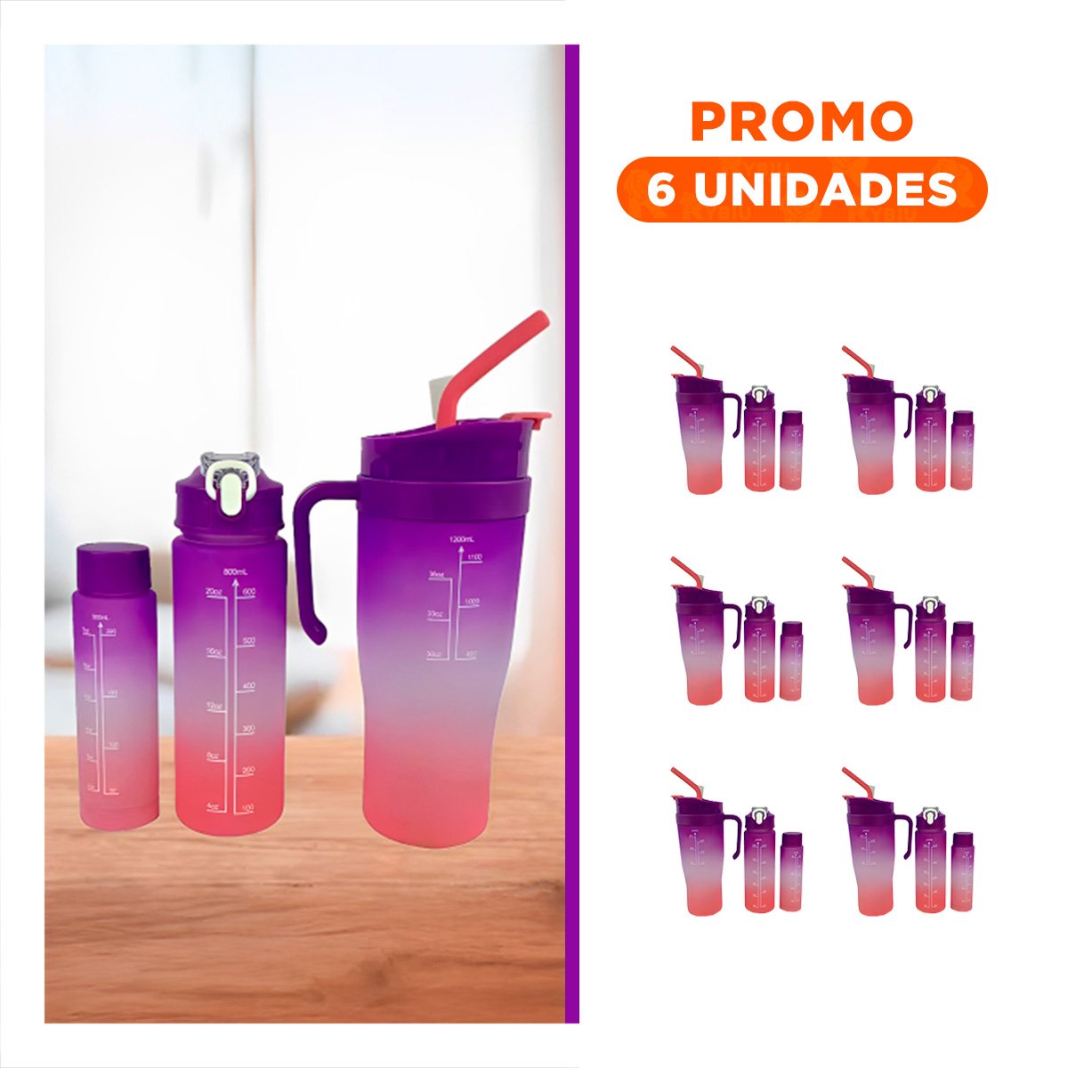 PACK6 EQUIPO TRIO TRICOLOR MORADO BLANCO ROSADO CON STICKER 2D RAPIDO Y+REGALO STICKER - 1