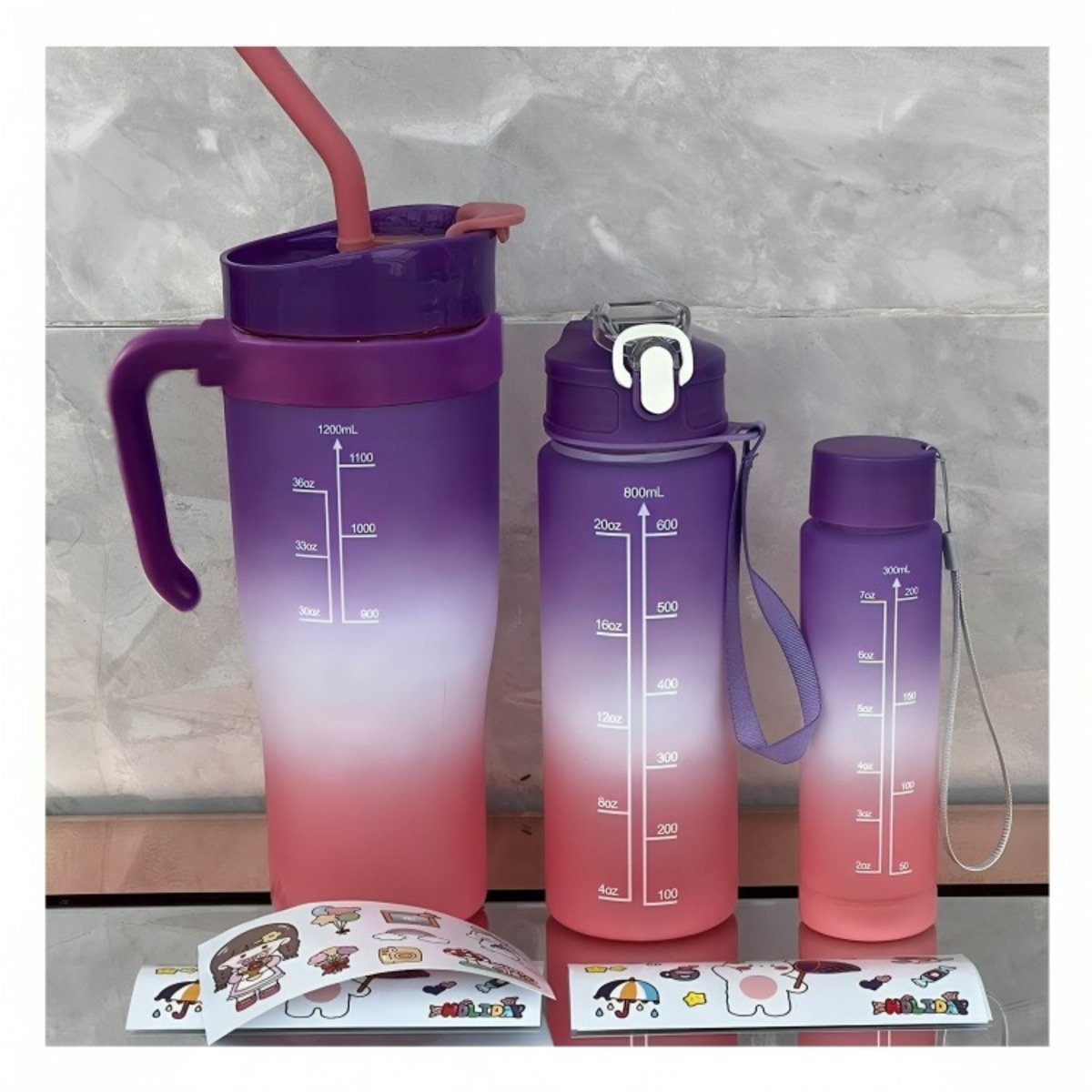 PACK6 EQUIPO TRIO TRICOLOR MORADO BLANCO ROSADO CON STICKER 2D RAPIDO Y+REGALO STICKER - 3