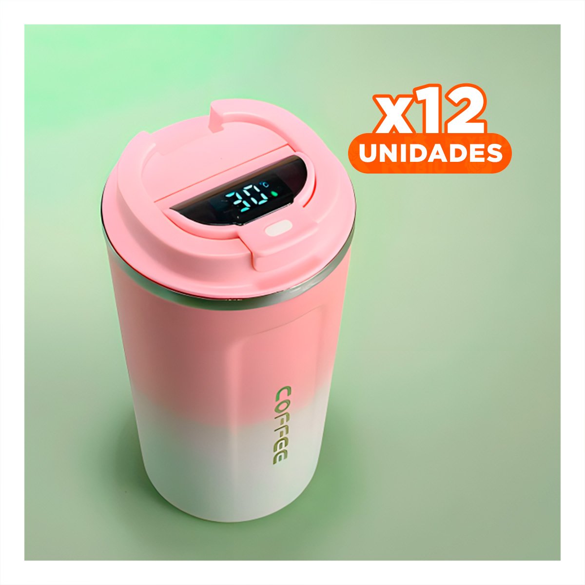 PACK12 DISPOSITIVO DIGITAL 510ML ROSADO CON BLANCO IDEAL PARA CAFÉ DIARIO Y+PAPEL REGALO - 1