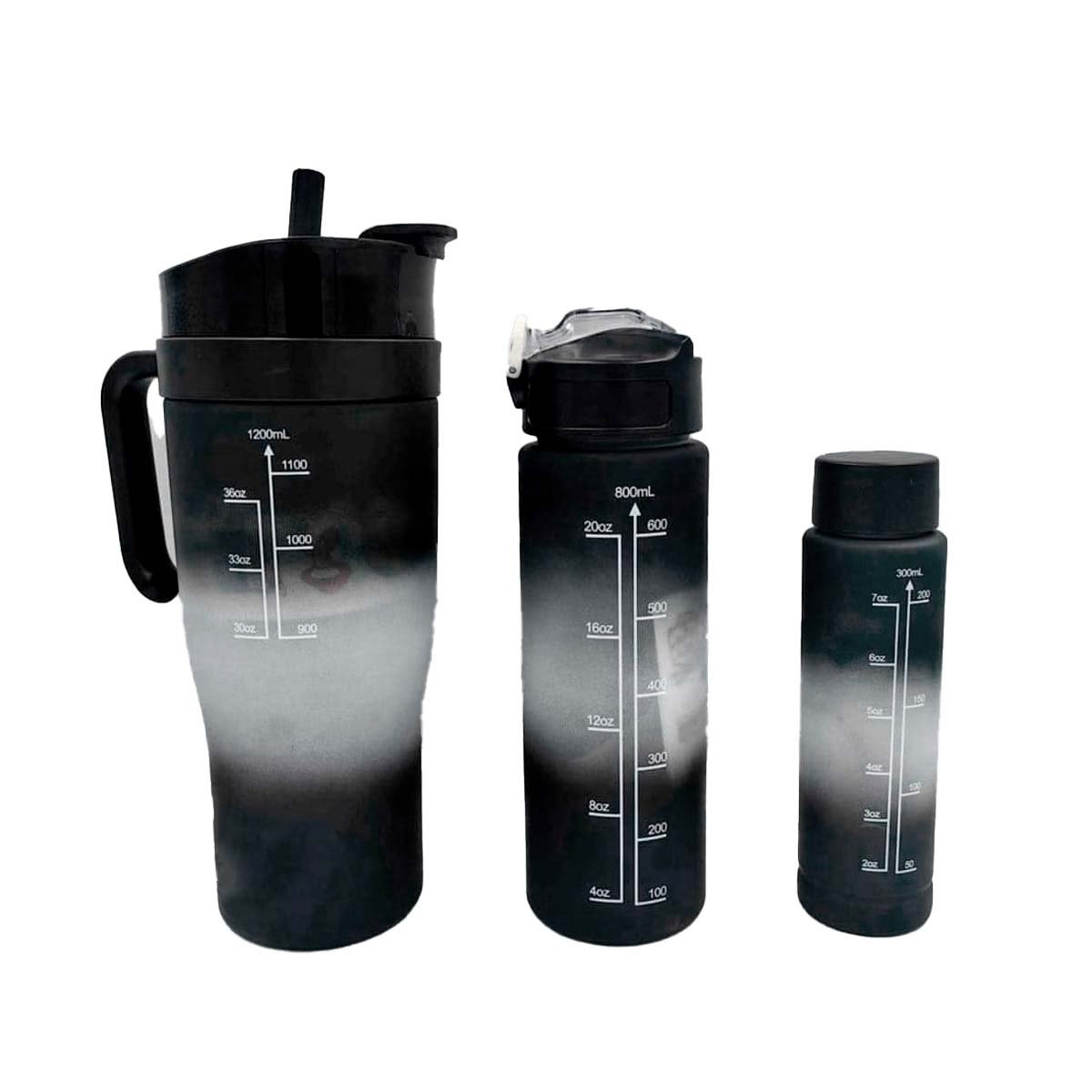 PACK6 BOTELLA TRIO TRICOLOR NEGRO BLANCO ANTIADHERENTE Y PRACTICA COCINA Y+REGALO STICKER - 2