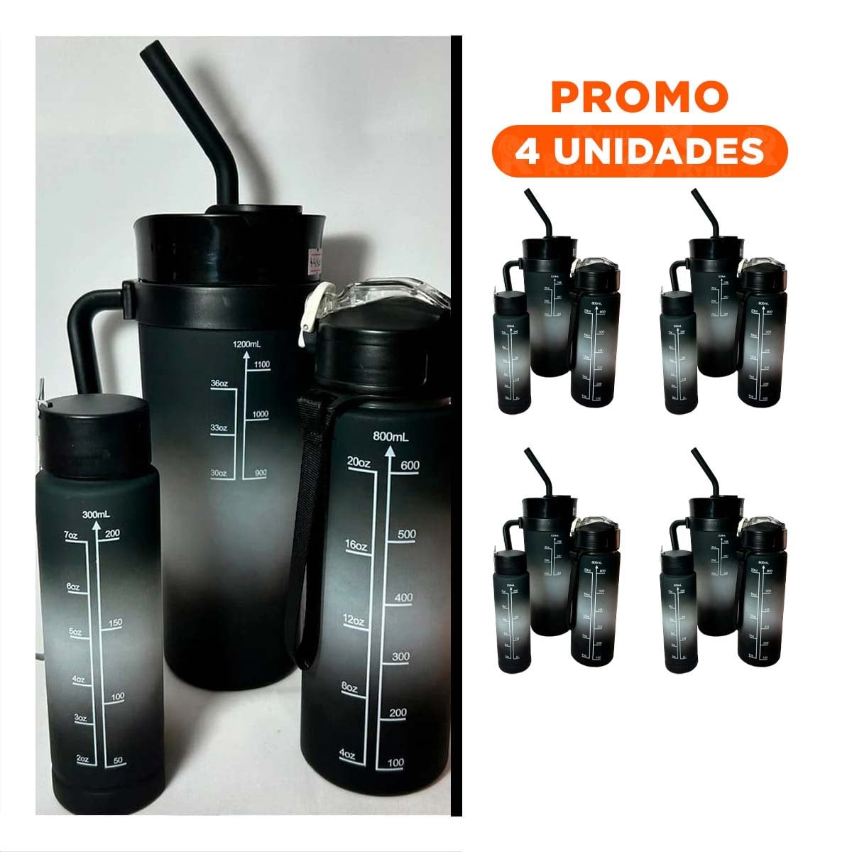 PACK4 TOMATODO TRIO TRICOLOR NEGRO BLANCO CON STICKER 2D SEGURO PRACTICO - 1