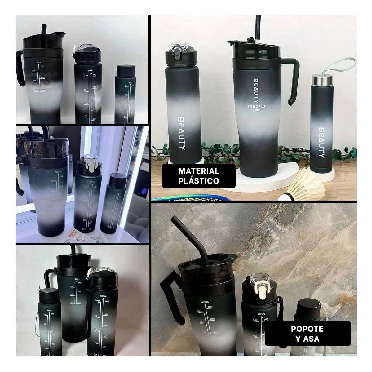 BOTELLA ELECTRONICA TRIO TRICOLOR NEGRO BLANCO COMPACTA Y FACIL TRANSPORTAR Y+PAPEL REGALO - 3