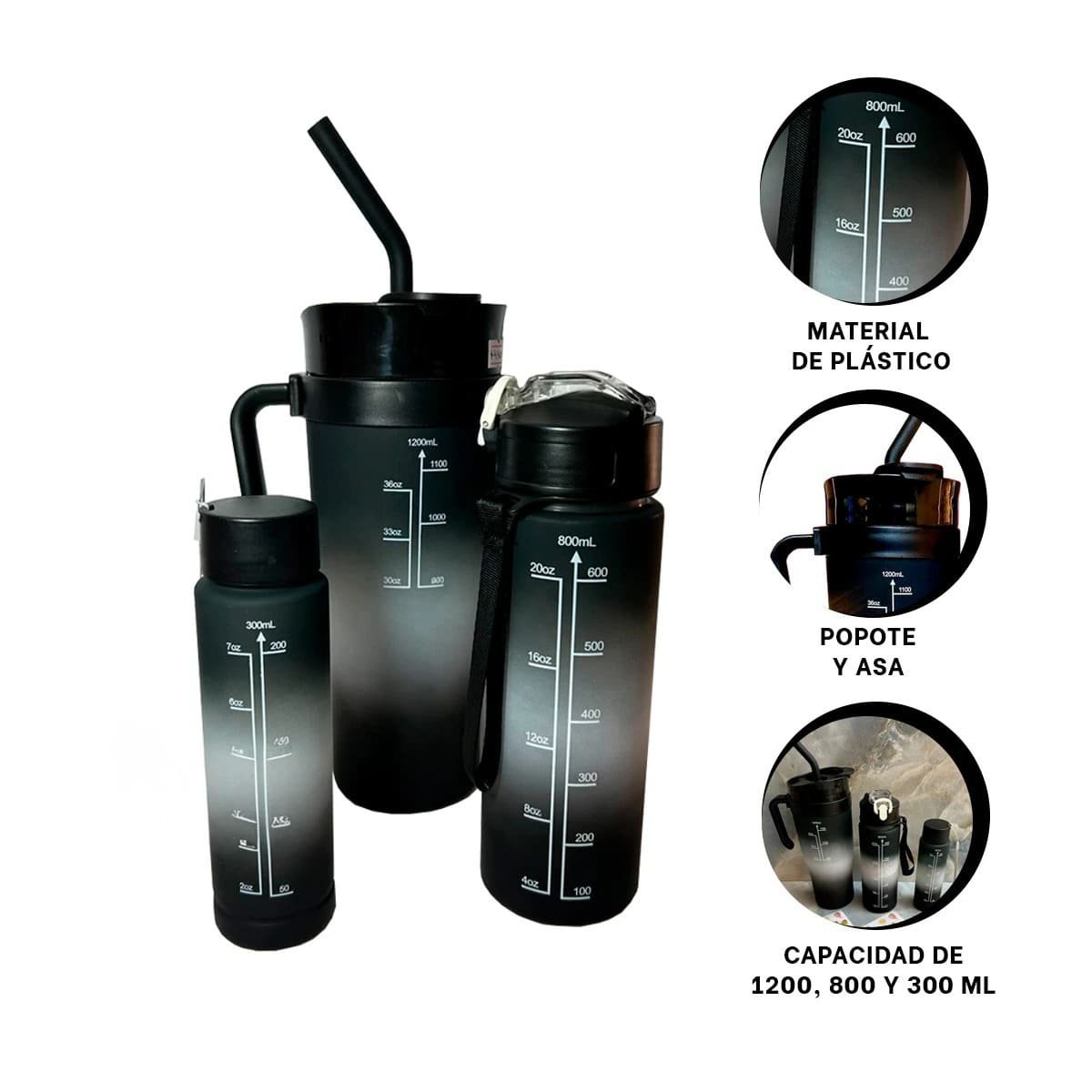 BOTELLA ELECTRONICA TRIO TRICOLOR NEGRO BLANCO COMPACTA Y FACIL TRANSPORTAR Y+PAPEL REGALO - 5