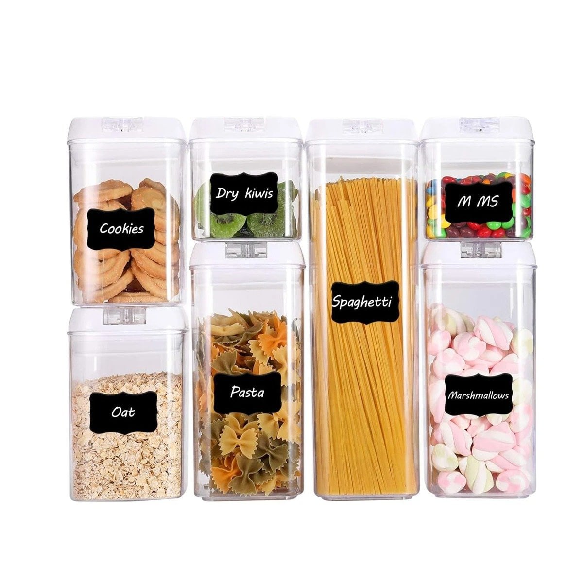 PACK4 RECIPIENTE ACRÍLICO CONTENEDORES 7 PIEZAS TRANSPARENTE IDEAL PARA COMIDA Y+PAPEL REGALO - 3