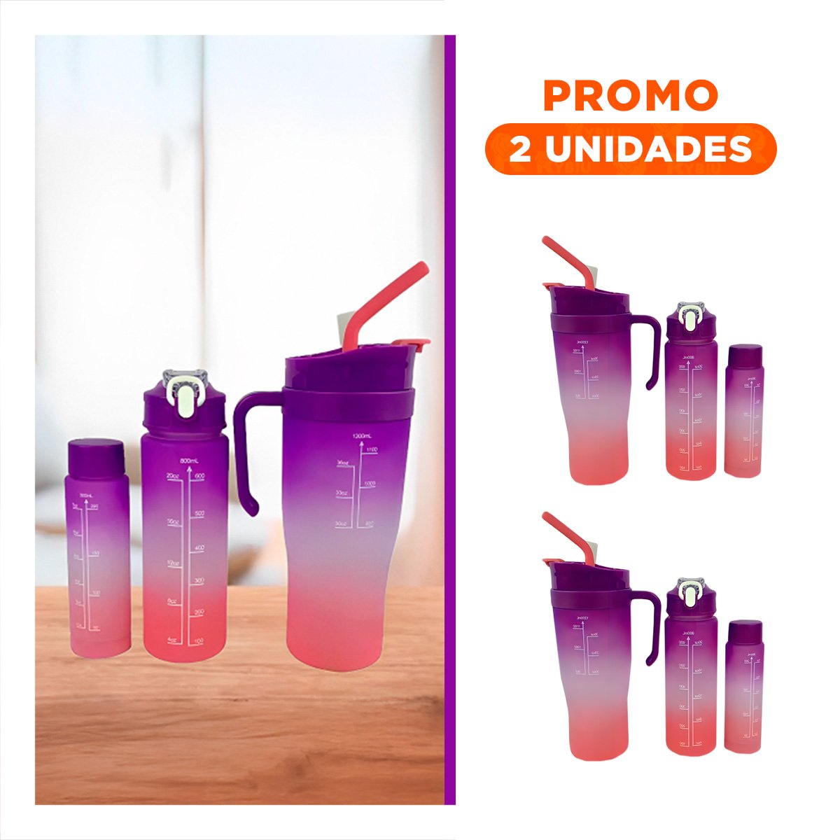 PACK2 SET TRIO TRICOLOR MORADO BLANCO ROSADO FACIL LIMPIAR Y RAPIDO COCINA Y+REGALO STICKER - 1