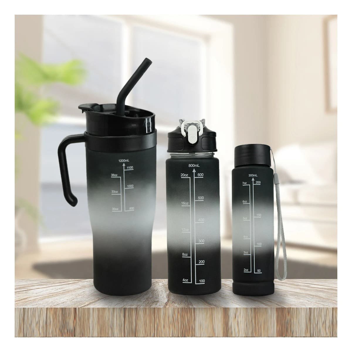 PACK2 TOMATODO TRIO TRICOLOR NEGRO BLANCO 1200ML 800ML 300ML FACIL USO - 5