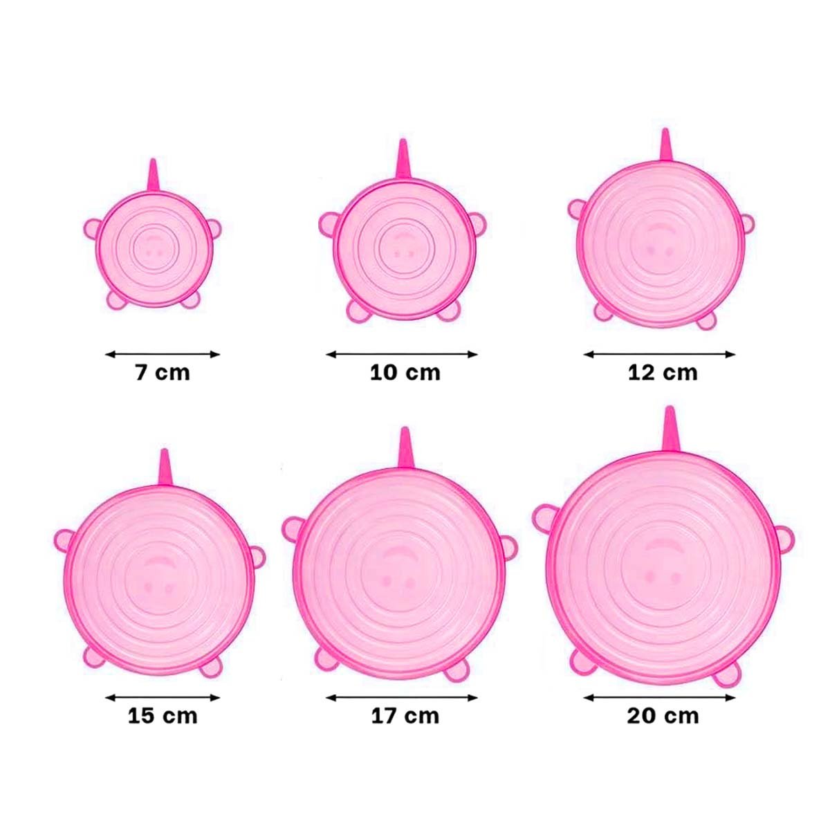 PACK2 RECIPIENTE 6 TAPAS SILICONA EXTENSIBLES ROSADO SEGURO Y PRACTICO Y+PAPEL REGALO - 4