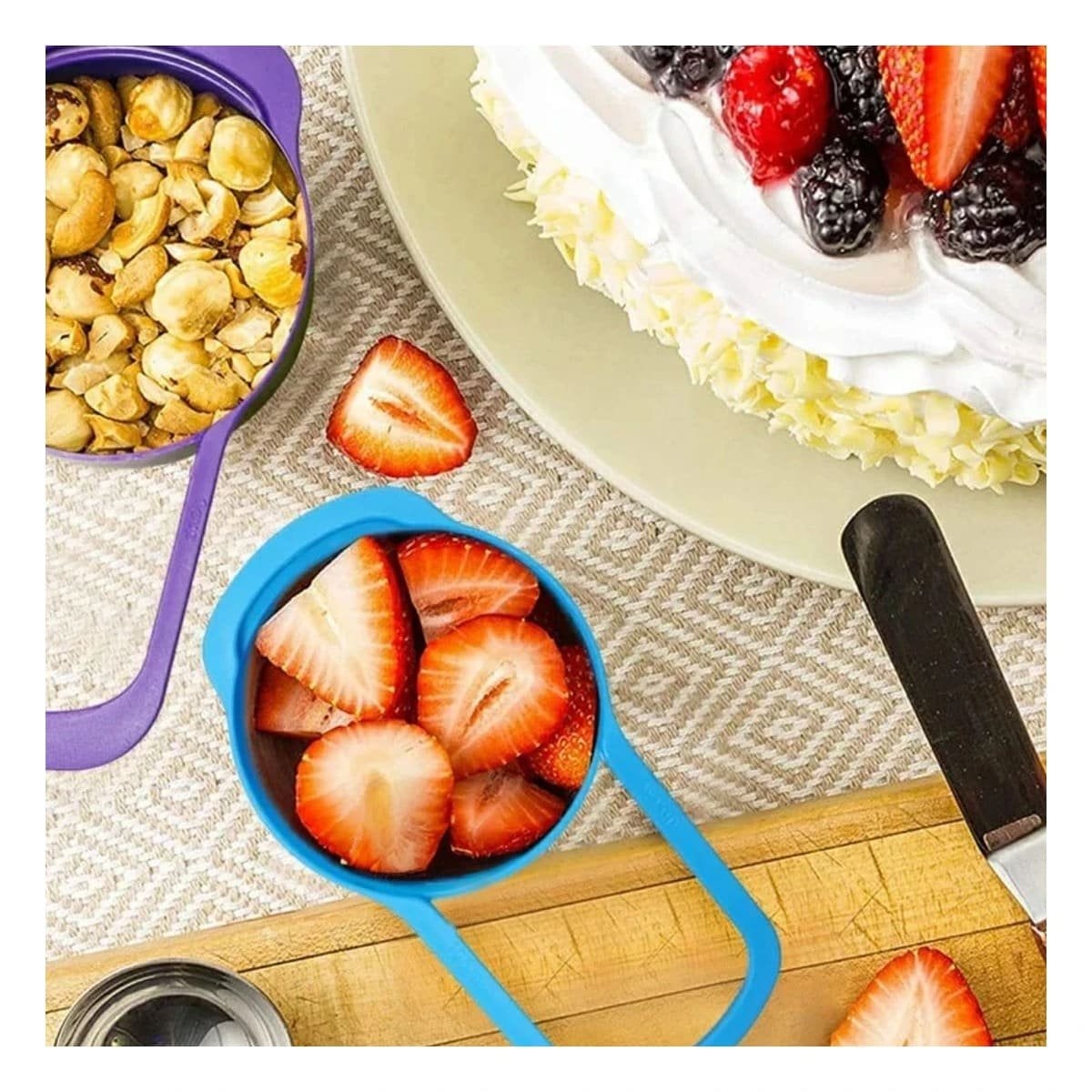PACK12 BANDEJA COCINA 6 TAZAS Y CUCHARAS MEDIDORAS MULTICOLOR FACIL USO DIARIO Y+PAPEL REGALO - 5