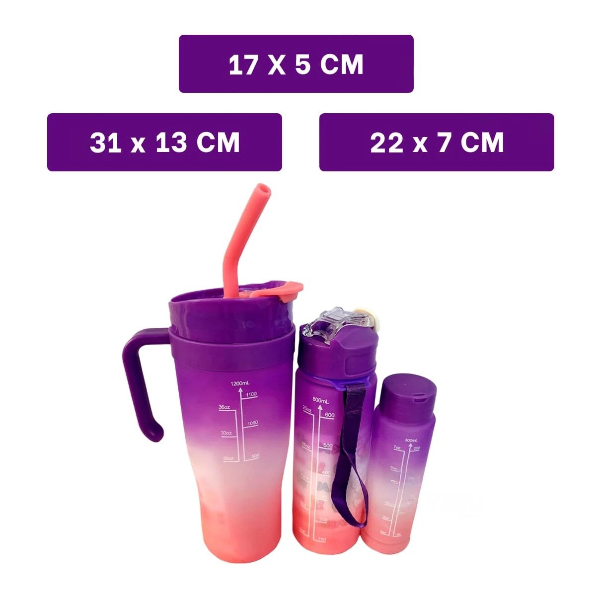 PACK2 SET TRIO TRICOLOR MORADO BLANCO ROSADO CAPACIDAD TRIO COMPACTO SEGURO Y+PAPEL REGALO - 4