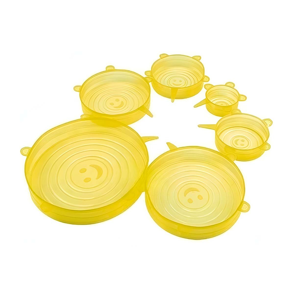 PACK6 SET 6 TAPAS SILICONA EXTENSIBLES AMARILLO FACIL TRANSPORTAR Y+REGALO STICKER - 2
