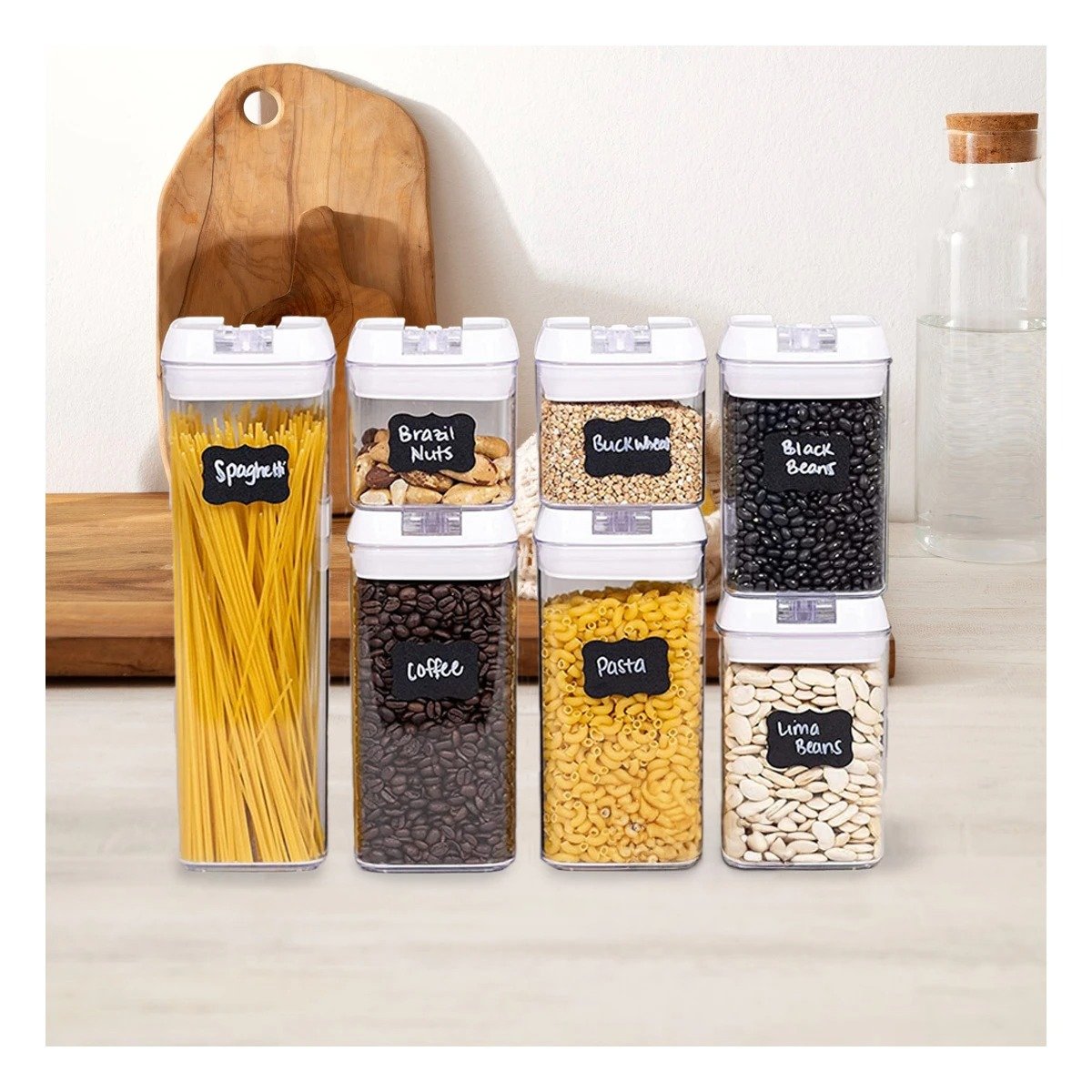 PACK2 RECIPIENTE ACRÍLICO CONTENEDORES 7 PIEZAS TRANSPARENTE IDEAL PARA COCINA - 2