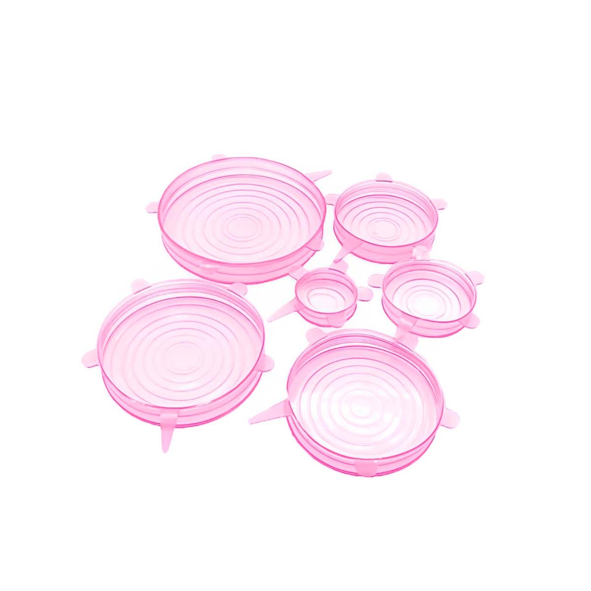 PACK4 RECIPIENTE 6 TAPAS SILICONA EXTENSIBLES ROSADO COMPACTO Y SEGURO Y+PAPEL REGALO - 3