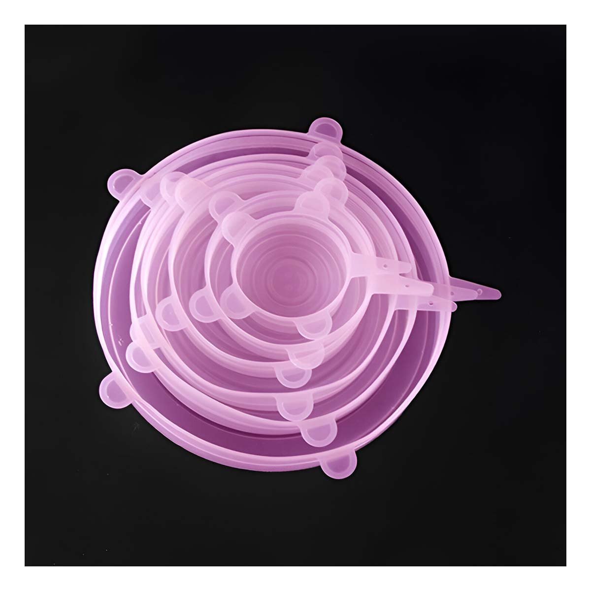 KIT 6 TAPAS SILICONA EXTENSIBLES REUTILIZABLES ROSADO COMPACTO Y FACIL USO Y+POST IT - 3
