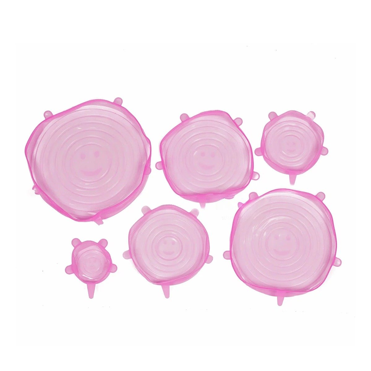KIT 6 TAPAS SILICONA EXTENSIBLES REUTILIZABLES ROSADO COMPACTO Y FACIL USO Y+POST IT - 5