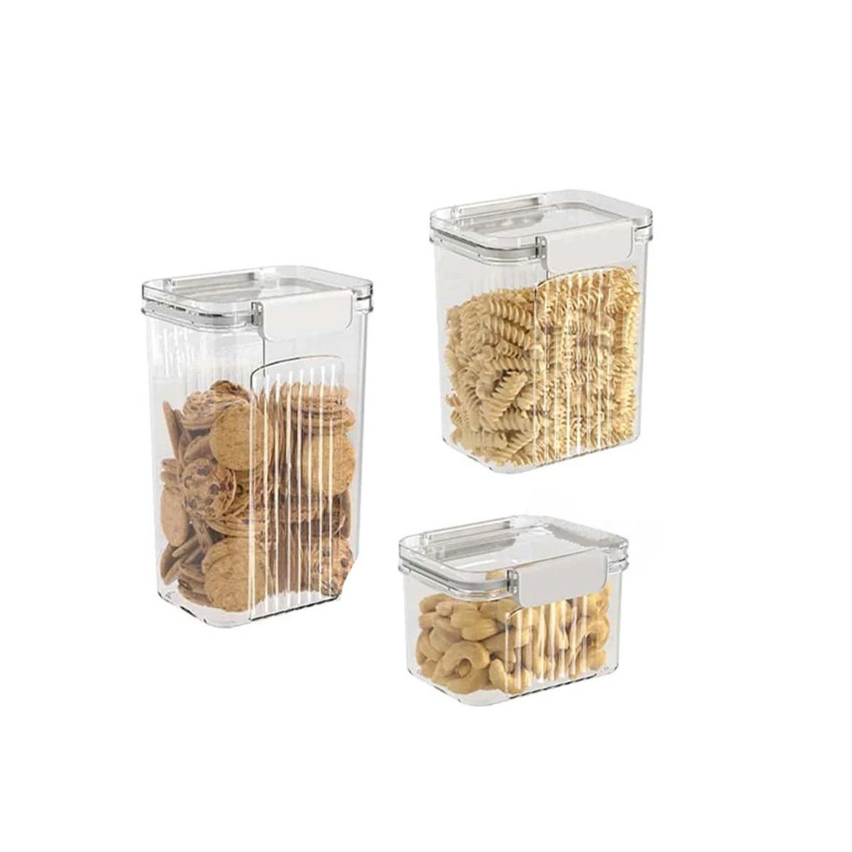 CONTENEDORES ALIMENTOS ACRILICO SET 5 TRANSPARENTE COMPACTO CON TAPA SEGURO Y+LIGAS REGALO - 5